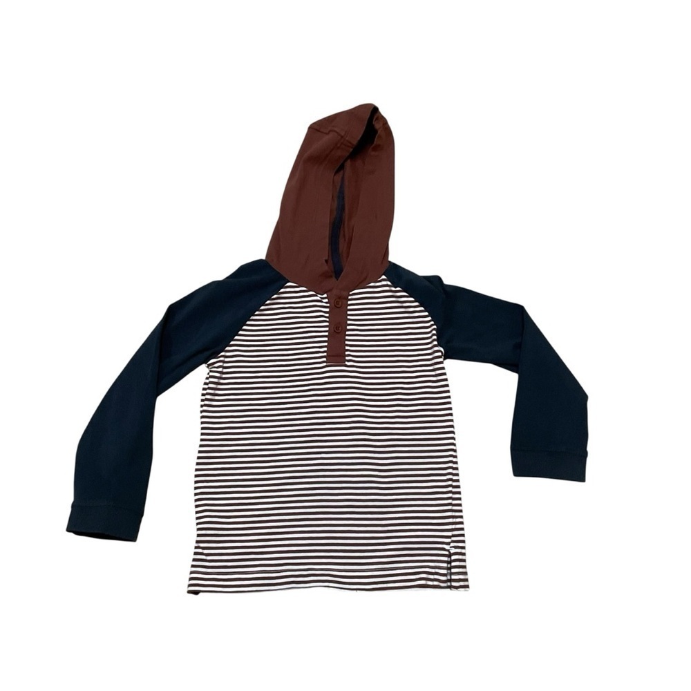 Tahari Boy's Size 5T Hooded Long Sleeve T-Shirt Top Striped Cotton Blend